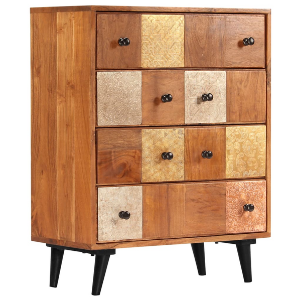 Solid Acacia Wood Chest of Drawers - Vintage Style with Decorative Metal Details, 60 x 30 x 75 cm - Premium  from Home Treasures - Just £314.99! Shop now at Home Treasures