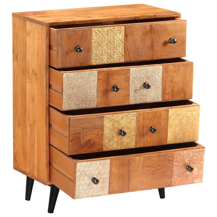 Solid Acacia Wood Chest of Drawers - Vintage Style with Decorative Metal Details, 60 x 30 x 75 cm - Premium  from Home Treasures - Just £314.99! Shop now at Home Treasures