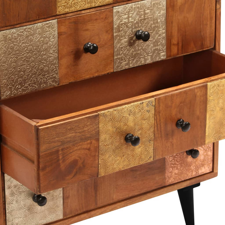 Solid Acacia Wood Chest of Drawers - Vintage Style with Decorative Metal Details, 60 x 30 x 75 cm - Premium  from Home Treasures - Just £314.99! Shop now at Home Treasures