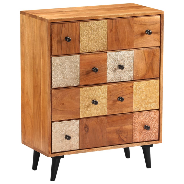 Solid Acacia Wood Chest of Drawers - Vintage Style with Decorative Metal Details, 60 x 30 x 75 cm - Premium  from Home Treasures - Just £314.99! Shop now at Home Treasures