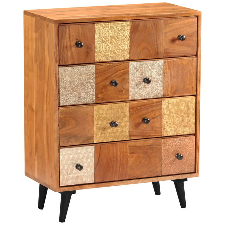 Solid Acacia Wood Chest of Drawers - Vintage Style with Decorative Metal Details, 60 x 30 x 75 cm - Premium  from Home Treasures - Just £314.99! Shop now at Home Treasures