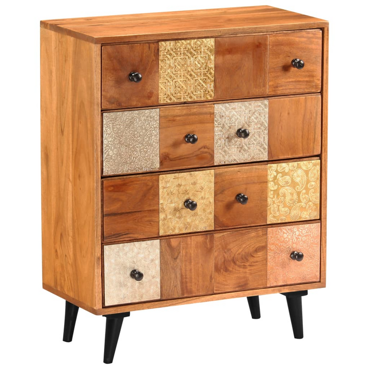 Solid Acacia Wood Chest of Drawers - Vintage Style with Decorative Metal Details, 60 x 30 x 75 cm - Premium  from Home Treasures - Just £314.99! Shop now at Home Treasures