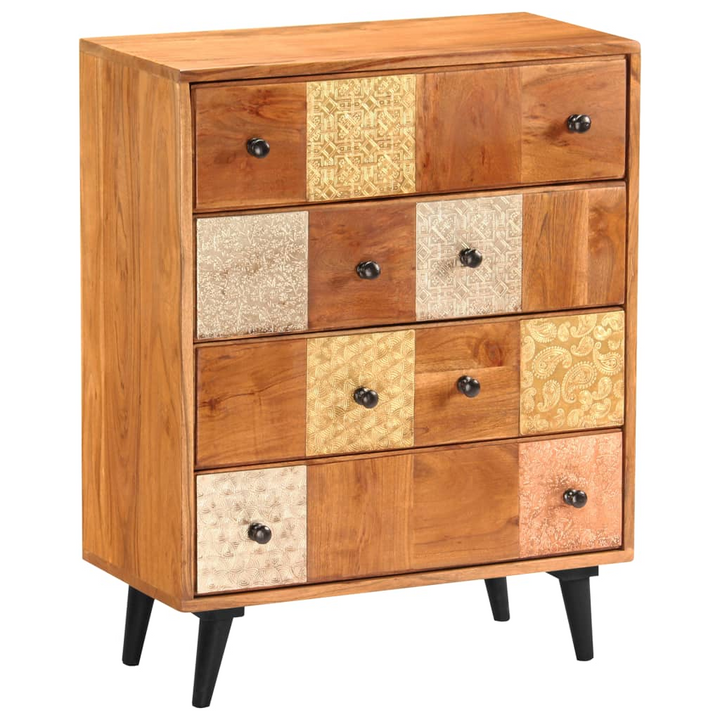 Solid Acacia Wood Chest of Drawers - Vintage Style with Decorative Metal Details, 60 x 30 x 75 cm - Premium  from Home Treasures - Just £314.99! Shop now at Home Treasures