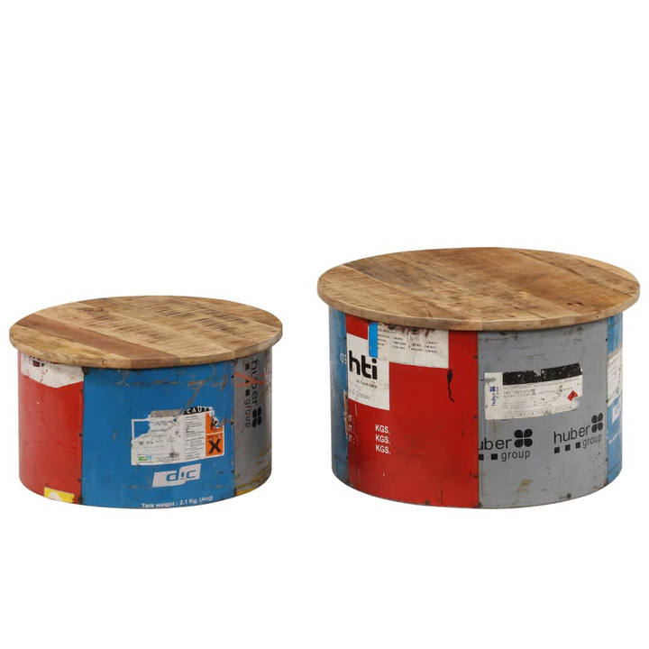 Recycled Solid Mango Wood Coffee Tables, Set of 2 - Rustic Charm with Industrial Flair - Premium  from Home Treasures - Just £215.99! Shop now at Home Treasures