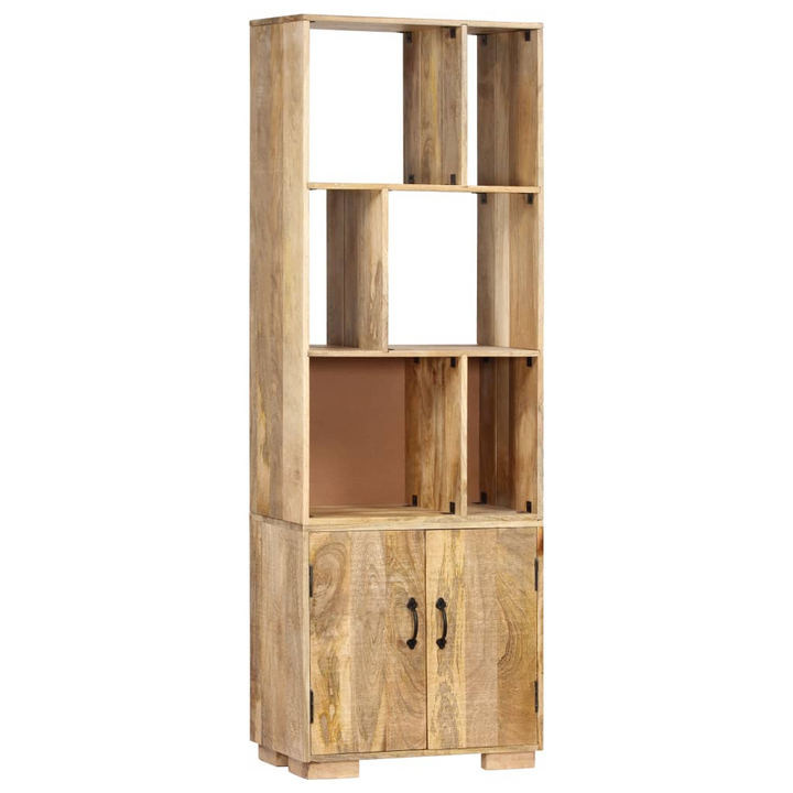 Rustic Solid Mango Wood Bookshelf with Storage Cabinet - 60 x 35 x 180cm - Premium  from Home Treasures - Just £379.99! Shop now at Home Treasures