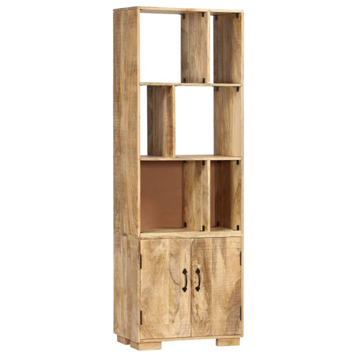 Rustic Solid Mango Wood Bookshelf with Storage Cabinet - 60 x 35 x 180cm - Premium  from Home Treasures - Just £379.99! Shop now at Home Treasures