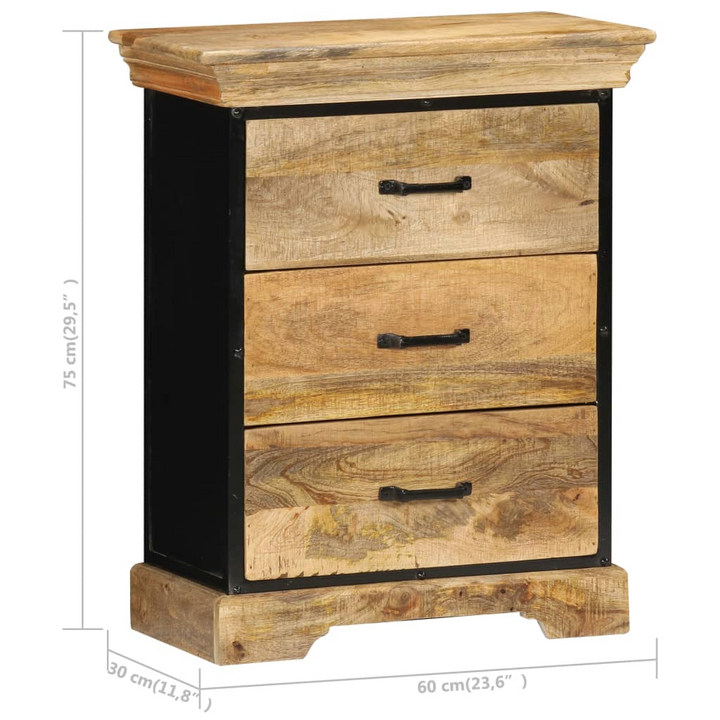 Elegant Solid Mango Wood Chest of Drawers - 3-Drawer Vintage Style Storage Cabinet, 60 x 30 x 75 cm - Premium  from Home Treasures - Just £236.99! Shop now at Home Treasures