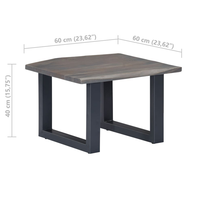 Solid Acacia Wood Live Edge Coffee Table (Grey) - Industrial Style with Powder-Coated Metal Legs - Premium  from Home Treasures - Just £107.99! Shop now at Home Treasures