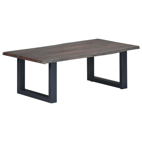 Stylish Solid Acacia Wood Live Edge Coffee Table (Grey) - Industrial Design with Powder-Coated U-Shaped Legs - Perfect for Home or Office - Premium  from Home Treasures - Just £183.99! Shop now at Home Treasures