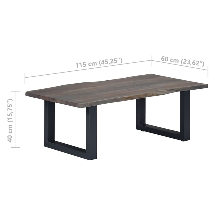 Stylish Solid Acacia Wood Live Edge Coffee Table (Grey) - Industrial Design with Powder-Coated U-Shaped Legs - Perfect for Home or Office - Premium  from Home Treasures - Just £183.99! Shop now at Home Treasures