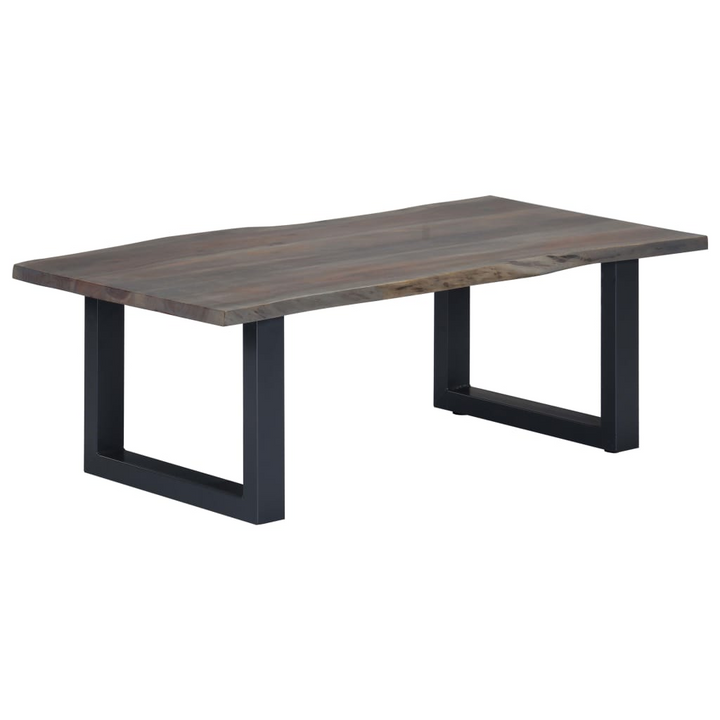 Stylish Solid Acacia Wood Live Edge Coffee Table (Grey) - Industrial Design with Powder-Coated U-Shaped Legs - Perfect for Home or Office - Premium  from Home Treasures - Just £183.99! Shop now at Home Treasures