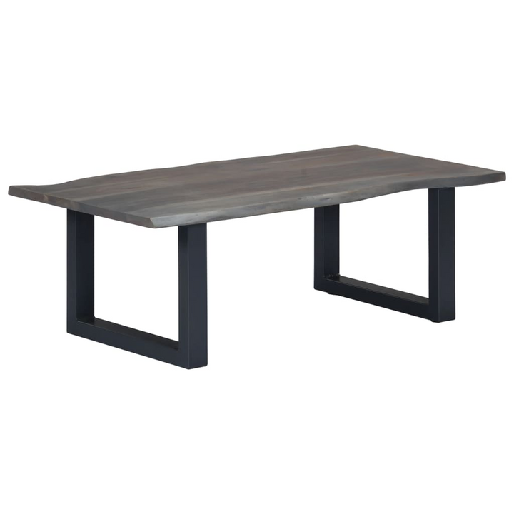 Stylish Solid Acacia Wood Live Edge Coffee Table (Grey) - Industrial Design with Powder-Coated U-Shaped Legs - Perfect for Home or Office - Premium  from Home Treasures - Just £183.99! Shop now at Home Treasures