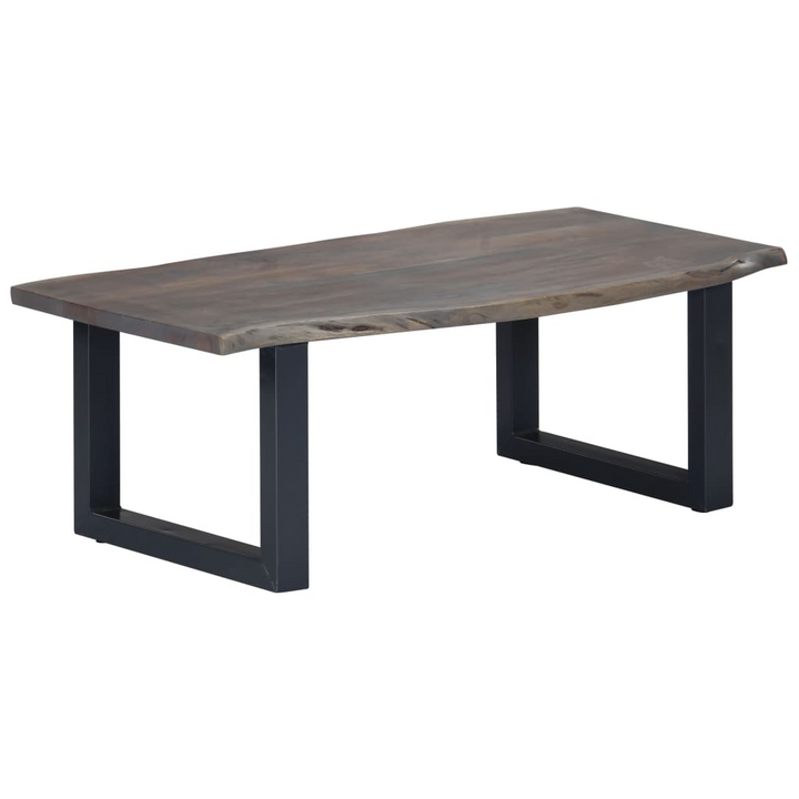 Stylish Solid Acacia Wood Live Edge Coffee Table (Grey) - Industrial Design with Powder-Coated U-Shaped Legs - Perfect for Home or Office - Premium  from Home Treasures - Just £183.99! Shop now at Home Treasures