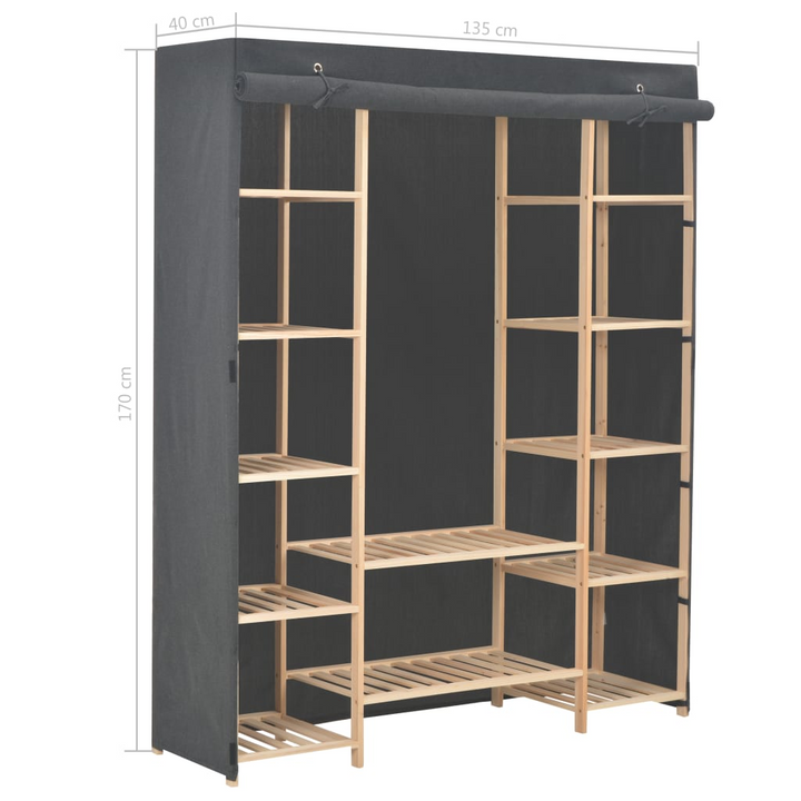 Fabric Wardrobe in Grey 135x40x170 cm - Stylish & Functional Closet Organizer - Premium  from Home Treasures - Just £216.99! Shop now at Home Treasures