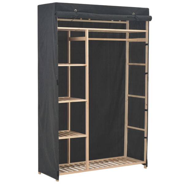 Elegant Fabric Wardrobe with Solid Fir Wood Frame in Grey - 110x40x170 cm | Premium Storage Solution - Premium  from Home Treasures - Just £175.99! Shop now at Home Treasures