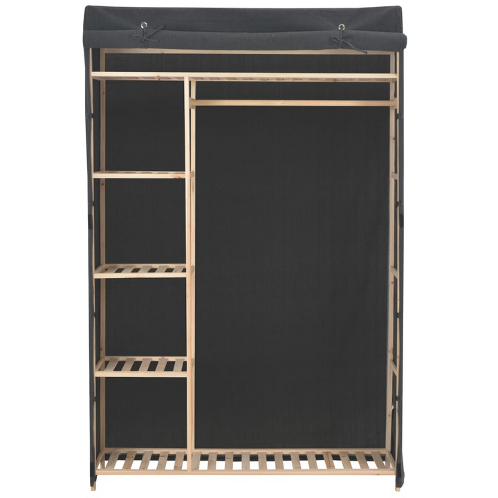 Elegant Fabric Wardrobe with Solid Fir Wood Frame in Grey - 110x40x170 cm | Premium Storage Solution - Premium  from Home Treasures - Just £175.99! Shop now at Home Treasures