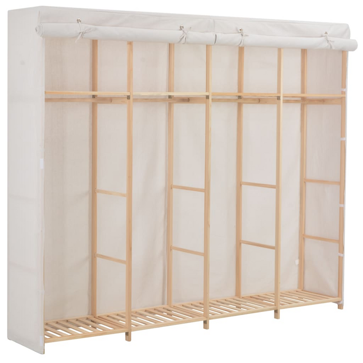 Elegant Fabric Wardrobe with Solid Wood Frame in White - 200x40x170 cm | Stylish Storage Solution - Premium  from Home Treasures - Just £199.99! Shop now at Home Treasures