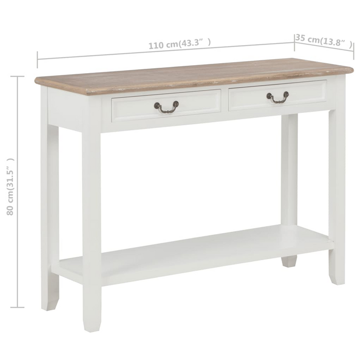 Elegant White Console Table - 110 x 35 x 80 cm | Stylish & Versatile with Drawers and Shelf - Premium  from Home Treasures - Just £183.99! Shop now at Home Treasures