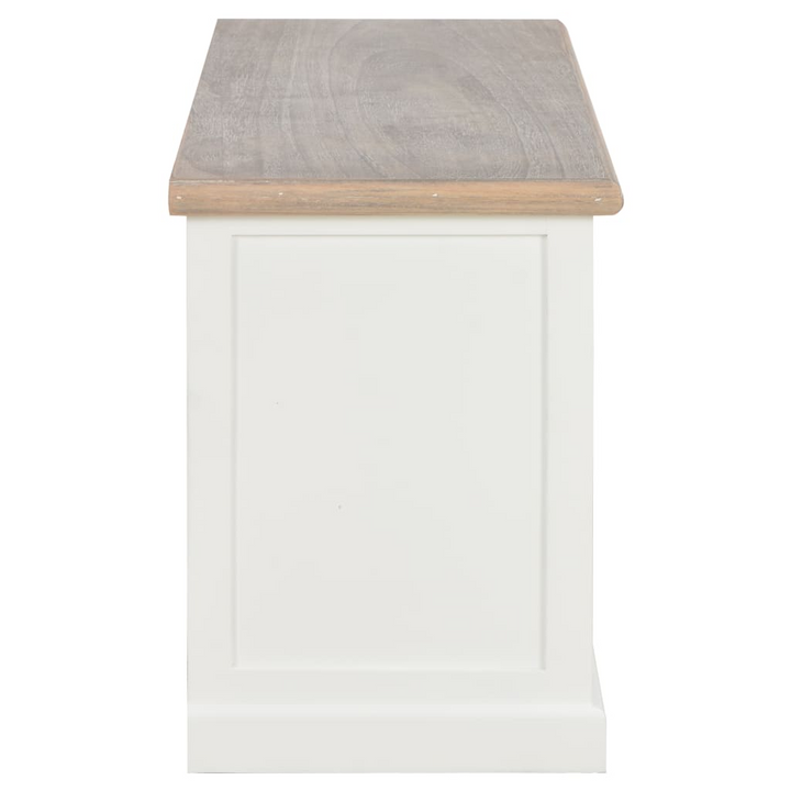 White TV Cabinet – Modern 90x30x40cm Stand with Storage, Cable Management & Solid Wood Top - Premium  from Home Treasures - Just £173.99! Shop now at Home Treasures