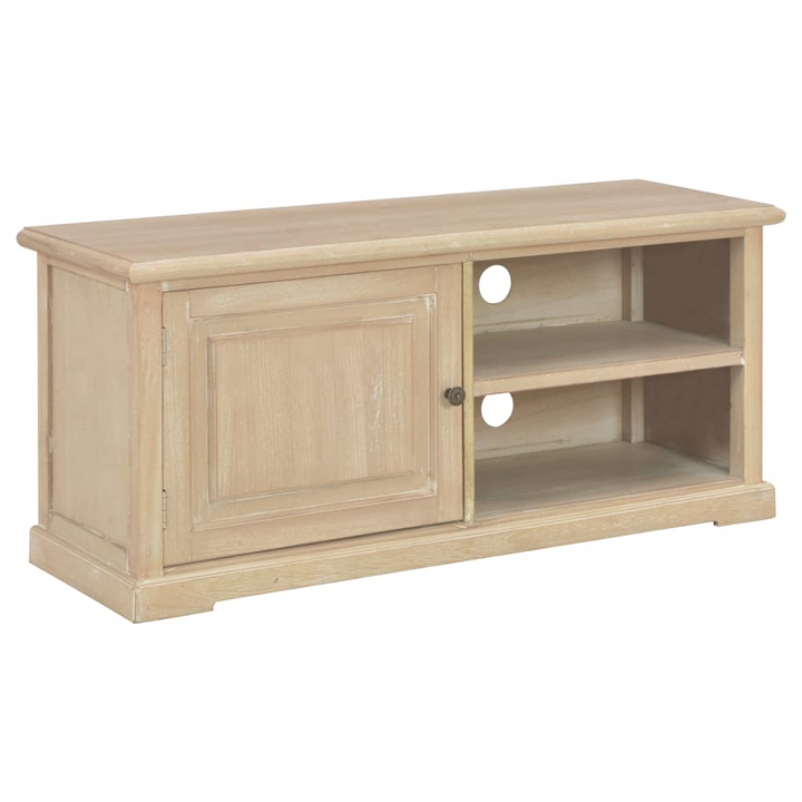 Natural Wood TV Cabinet with Storage – 90 x 30 x 40 cm | Modern TV Stand with 1 Door & 2 Open Compartments | Perfect for Living Rooms - Premium  from Home Treasures - Just £140.99! Shop now at Home Treasures