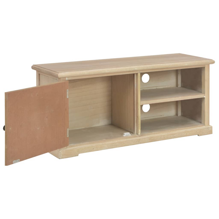 Natural Wood TV Cabinet with Storage – 90 x 30 x 40 cm | Modern TV Stand with 1 Door & 2 Open Compartments | Perfect for Living Rooms - Premium  from Home Treasures - Just £140.99! Shop now at Home Treasures