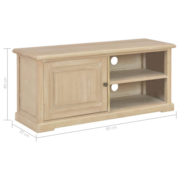 Natural Wood TV Cabinet with Storage – 90 x 30 x 40 cm | Modern TV Stand with 1 Door & 2 Open Compartments | Perfect for Living Rooms - Premium  from Home Treasures - Just £140.99! Shop now at Home Treasures