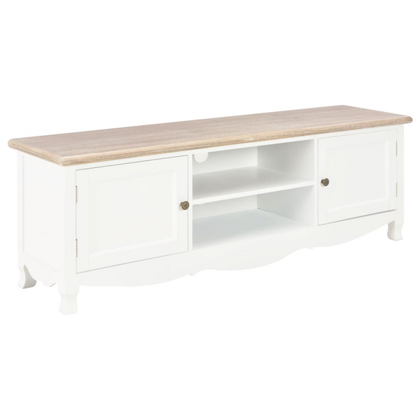 Solid Pine TV Cabinet in White - Stylish & Functional Media Console with Storage - Premium  from Home Treasures - Just £228.99! Shop now at Home Treasures