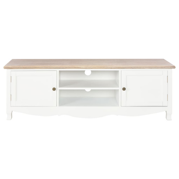 Solid Pine TV Cabinet in White - Stylish & Functional Media Console with Storage - Premium  from Home Treasures - Just £228.99! Shop now at Home Treasures