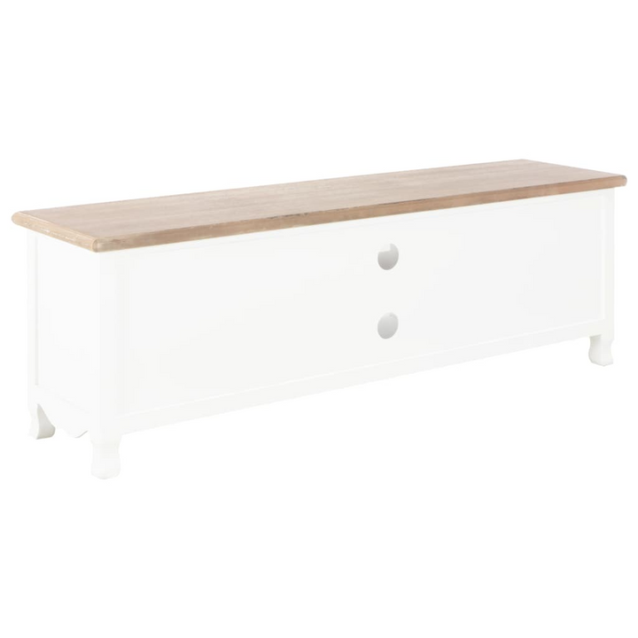 Solid Pine TV Cabinet in White - Stylish & Functional Media Console with Storage - Premium  from Home Treasures - Just £228.99! Shop now at Home Treasures