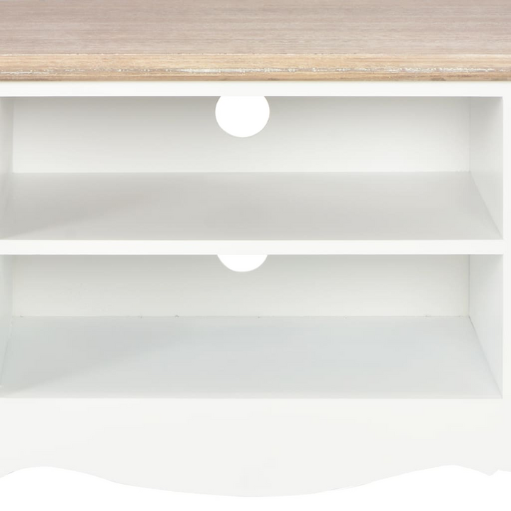 Solid Pine TV Cabinet in White - Stylish & Functional Media Console with Storage - Premium  from Home Treasures - Just £228.99! Shop now at Home Treasures