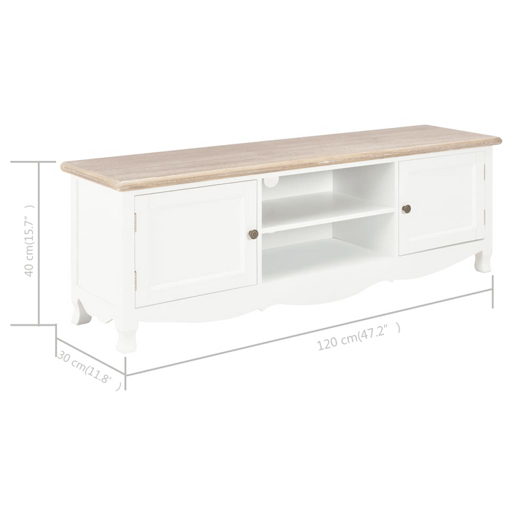 Solid Pine TV Cabinet in White - Stylish & Functional Media Console with Storage - Premium  from Home Treasures - Just £228.99! Shop now at Home Treasures