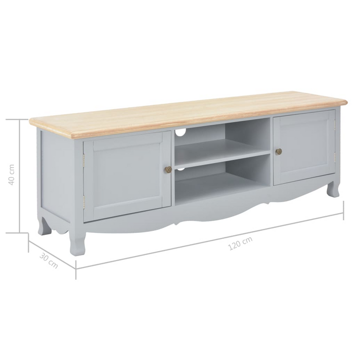 Solid Pine TV Cabinet (Grey) - 120 x 30 x 40 cm | Stylish & Practical Entertainment Unit with Storage - Premium  from Home Treasures - Just £136.99! Shop now at Home Treasures