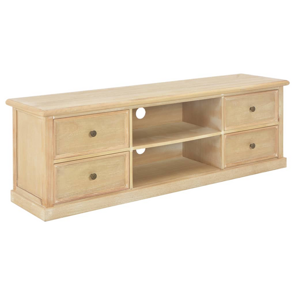 Solid Pine TV Cabinet, Natural Wood Finish, 120 x 30 x 40cm - Modern Storage Solution with 4 Drawers & 2 Shelves - Premium  from Home Treasures - Just £150.99! Shop now at Home Treasures