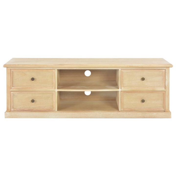 Solid Pine TV Cabinet, Natural Wood Finish, 120 x 30 x 40cm - Modern Storage Solution with 4 Drawers & 2 Shelves - Premium  from Home Treasures - Just £150.99! Shop now at Home Treasures