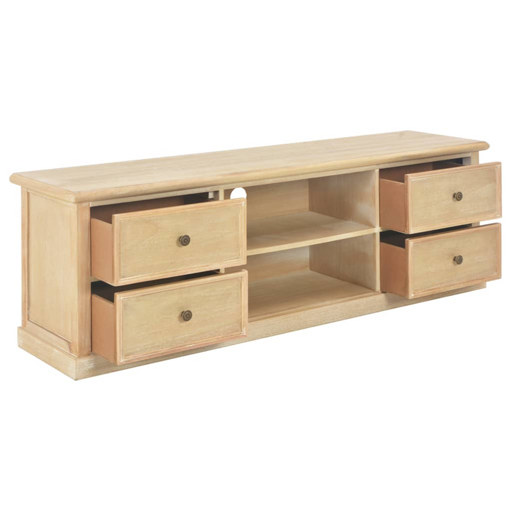 Solid Pine TV Cabinet, Natural Wood Finish, 120 x 30 x 40cm - Modern Storage Solution with 4 Drawers & 2 Shelves - Premium  from Home Treasures - Just £150.99! Shop now at Home Treasures