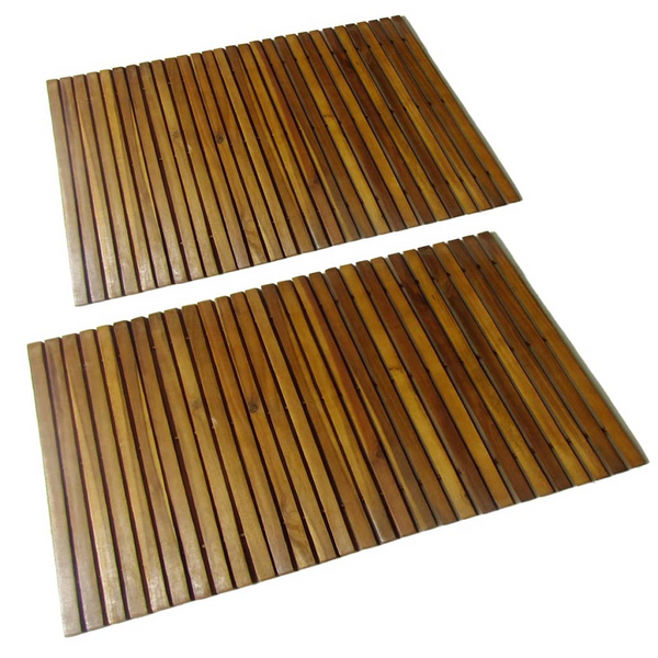 Set of 2 Premium Acacia Wood Bath Mat Set - 80 x 50 cm | Non-Slip, Durable, & Stylish Bathroom Accessory - Premium  from Home Treasures - Just £57.99! Shop now at Home Treasures