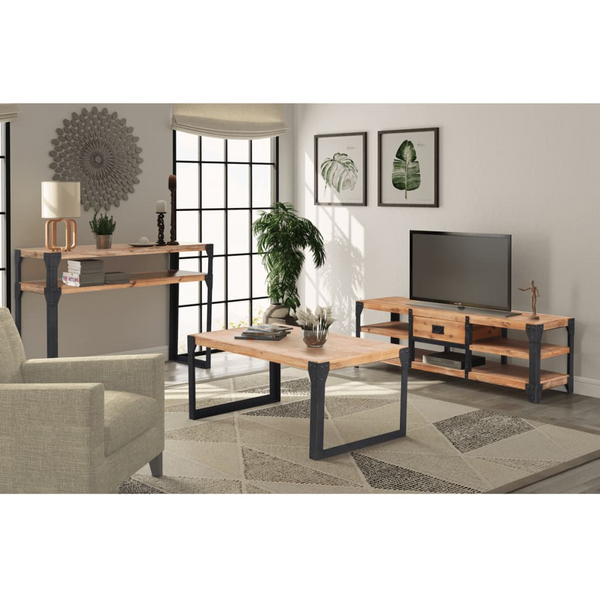 Stylish & Durable Solid Acacia Wood Living Room Furniture Set - 3 Piece (TV Stand, Coffee Table, Console Table) - Premium  from Home Treasures - Just £540.99! Shop now at Home Treasures