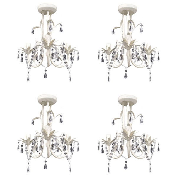 Elegant White Crystal Pendant Chandeliers, Set of 4 - Perfect for Foyers, Dining Rooms, and Living Rooms - Premium  from Home Treasures - Just £218.99! Shop now at Home Treasures