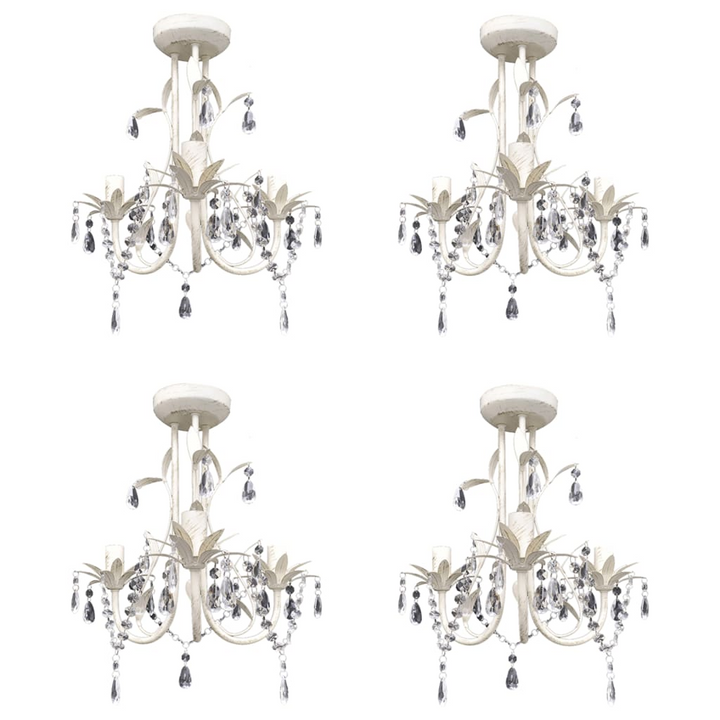 Elegant White Crystal Pendant Chandeliers, Set of 4 - Perfect for Foyers, Dining Rooms, and Living Rooms - Premium  from Home Treasures - Just £218.99! Shop now at Home Treasures