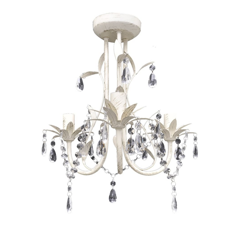 Elegant White Crystal Pendant Chandeliers, Set of 4 - Perfect for Foyers, Dining Rooms, and Living Rooms - Premium  from Home Treasures - Just £218.99! Shop now at Home Treasures