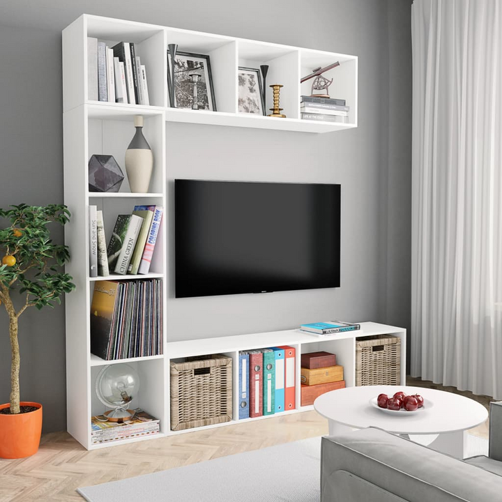 Elegant White 3 Piece Book/TV Cabinet Set - 180x30x180 cm | Modern Home Storage Solution - Premium  from Home Treasures - Just £171.99! Shop now at Home Treasures