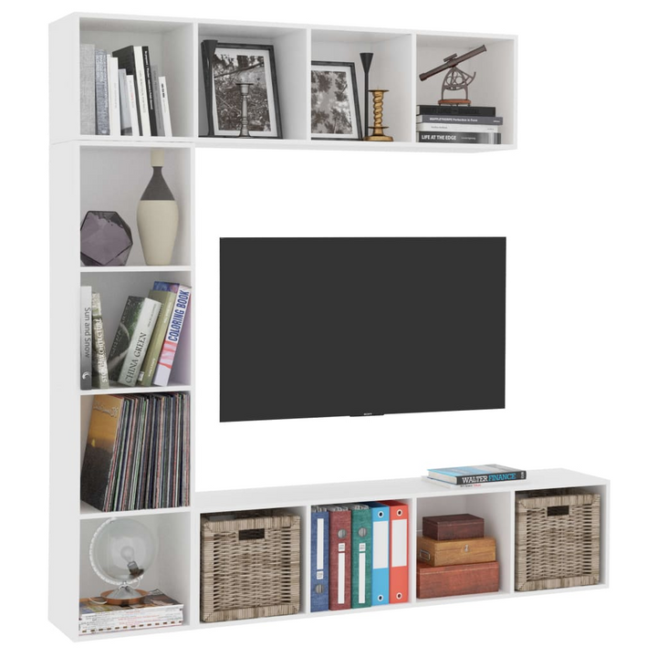 Elegant White 3 Piece Book/TV Cabinet Set - 180x30x180 cm | Modern Home Storage Solution - Premium  from Home Treasures - Just £171.99! Shop now at Home Treasures