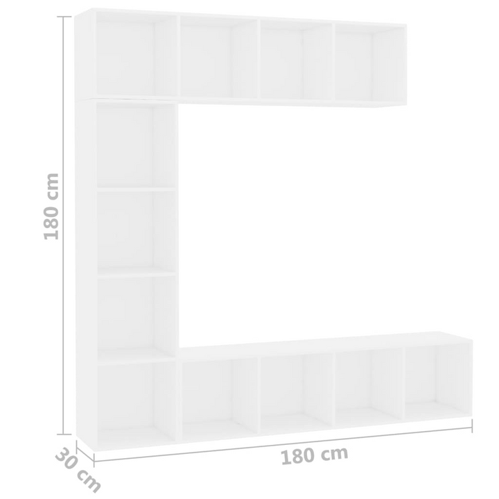 Elegant White 3 Piece Book/TV Cabinet Set - 180x30x180 cm | Modern Home Storage Solution - Premium  from Home Treasures - Just £171.99! Shop now at Home Treasures