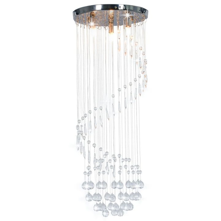 Elegant Spiral Ceiling Lamp with Crystal Beads - Premium Silver G9 Socket for Optimal Illumination - Premium  from Home Treasures - Just £81.99! Shop now at Home Treasures