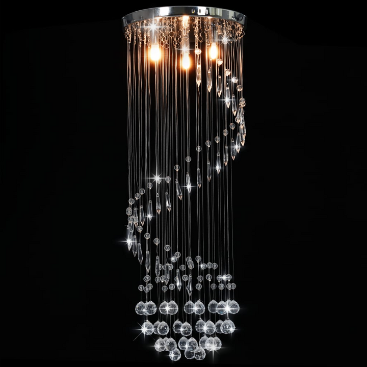 Elegant Spiral Ceiling Lamp with Crystal Beads - Premium Silver G9 Socket for Optimal Illumination - Premium  from Home Treasures - Just £81.99! Shop now at Home Treasures