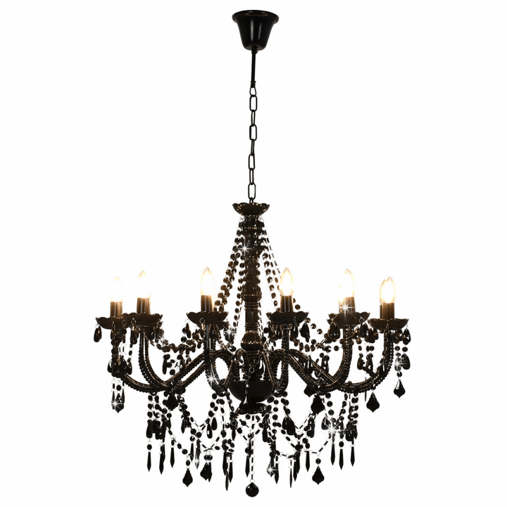 Elegant Black Chandelier with Beads - Vintage Candle-Style Design for Home & Commercial Spaces - Premium  from Home Treasures - Just £181.99! Shop now at Home Treasures