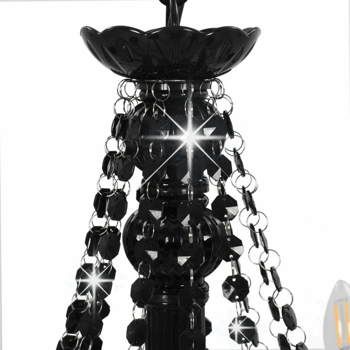 Elegant Black Chandelier with Beads - Vintage Candle-Style Design for Home & Commercial Spaces - Premium  from Home Treasures - Just £181.99! Shop now at Home Treasures