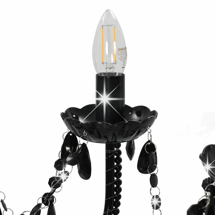 Elegant Black Chandelier with Beads - Vintage Candle-Style Design for Home & Commercial Spaces - Premium  from Home Treasures - Just £181.99! Shop now at Home Treasures