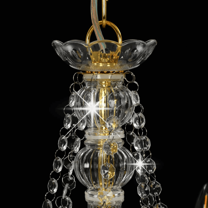 Luxurious Gold Chandelier with Crystal Beads - Antique Candle-Style Light Fixture for Home & Commercial Use - Premium  from Home Treasures - Just £169.99! Shop now at Home Treasures