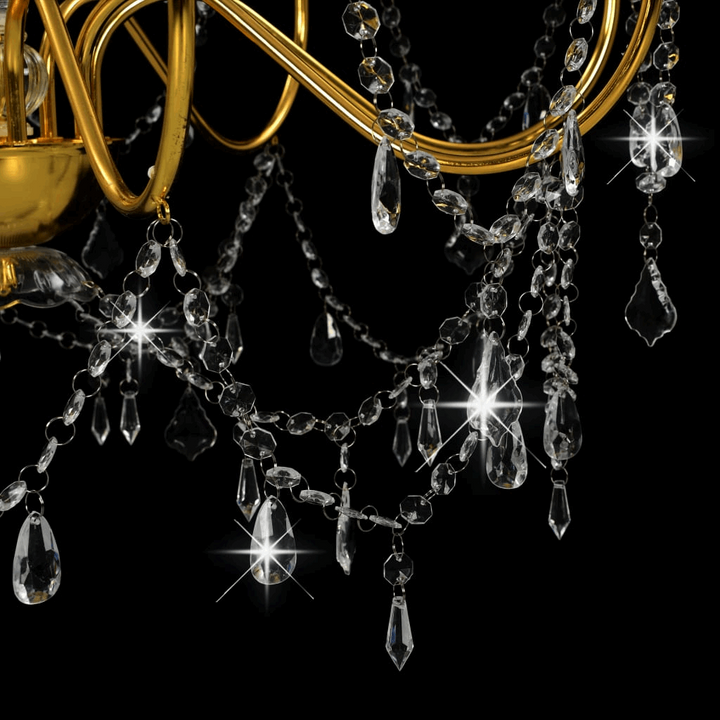 Luxurious Gold Chandelier with Crystal Beads - Antique Candle-Style Light Fixture for Home & Commercial Use - Premium  from Home Treasures - Just £169.99! Shop now at Home Treasures